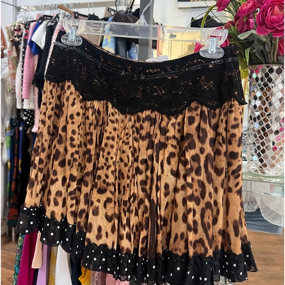 D&G Animal Print Cotton Flare Skirt • 38 XS - Picture 11 of 12